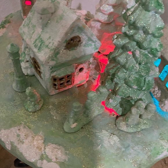 VTG Scioto Ceramic Mold Light-Up Christmas Gold Sparkling Large Village Scene - Picture 13 of 16